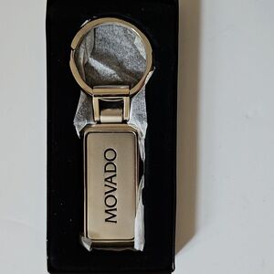 Movado Brand Keychain NEW In Box Silvertone